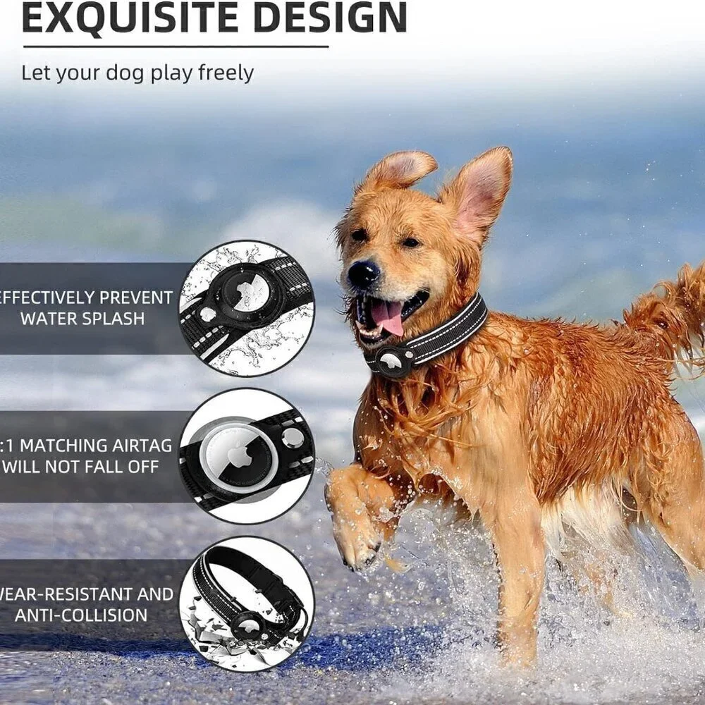 Reflective Heavy Duty Padded Apple Air Tag Dog Collar / SMALL / BRAND NEW